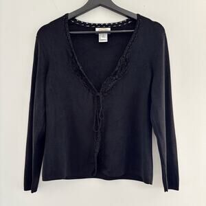 Vintage Y2K Talbots Petites Black Cardigan Sweater Women's Size Small